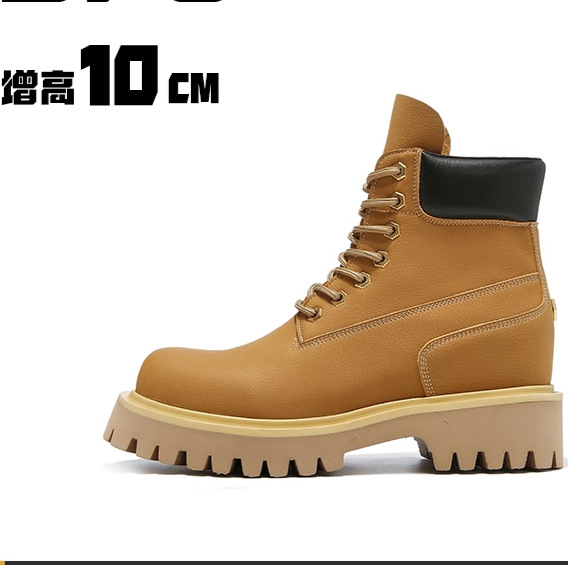 Leatherwork Clamp - 牛革製メンズショートブーツ、冬用アウトドア、ブリティッシュスタイル、厚底防水ハイカット、イエローブーツ