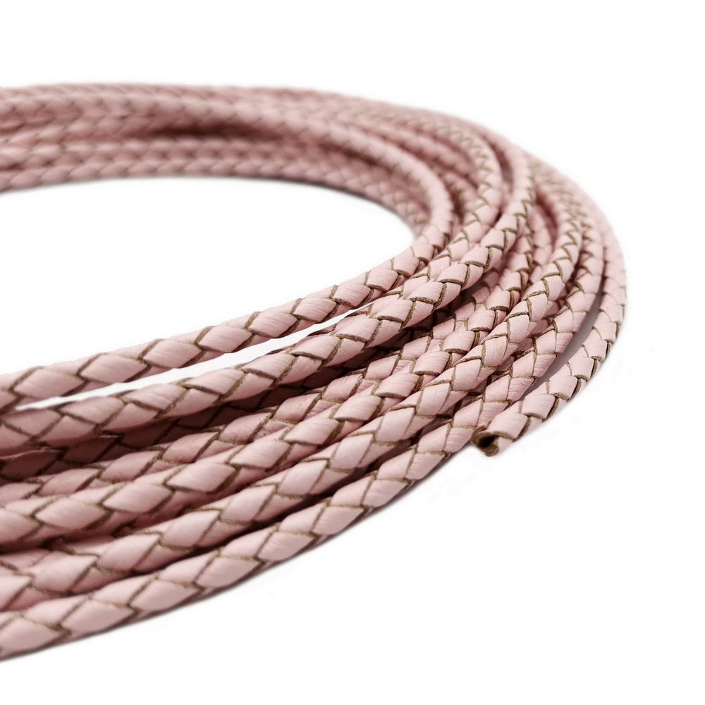 Leatherwork Jewelry - Aazee-編組レザーストラップ,作業用ブレスレット用の本物のコード,ベビーネクタイ,ラウンド,ピンク,2ヤード,4mm