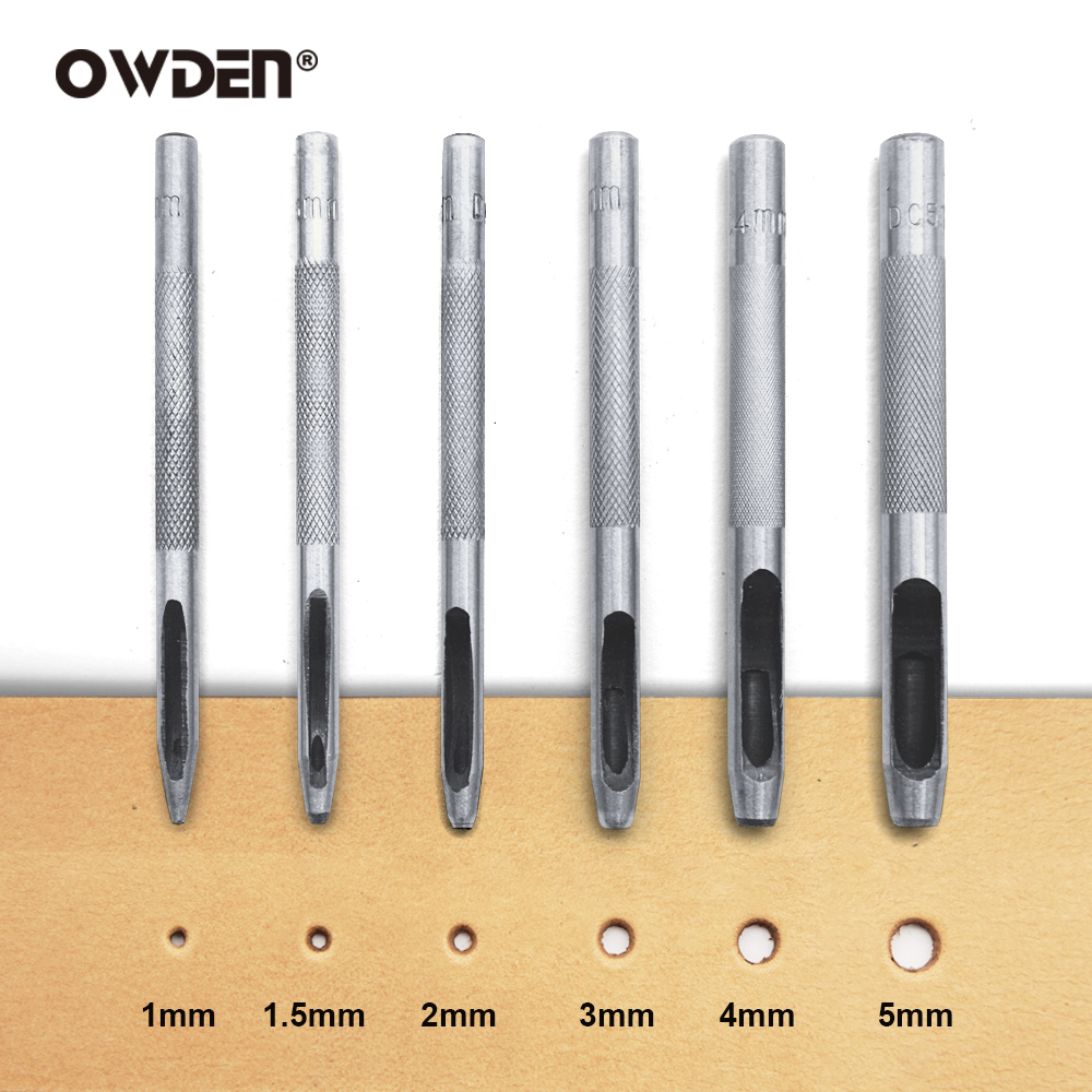 Rivet Setter Tool - 6個のレザーホールパンチツールスチール中空丸穴パンチャー - 時計バンド、ベルト、紙用の鋭利で耐久性のあるラウンドカッター