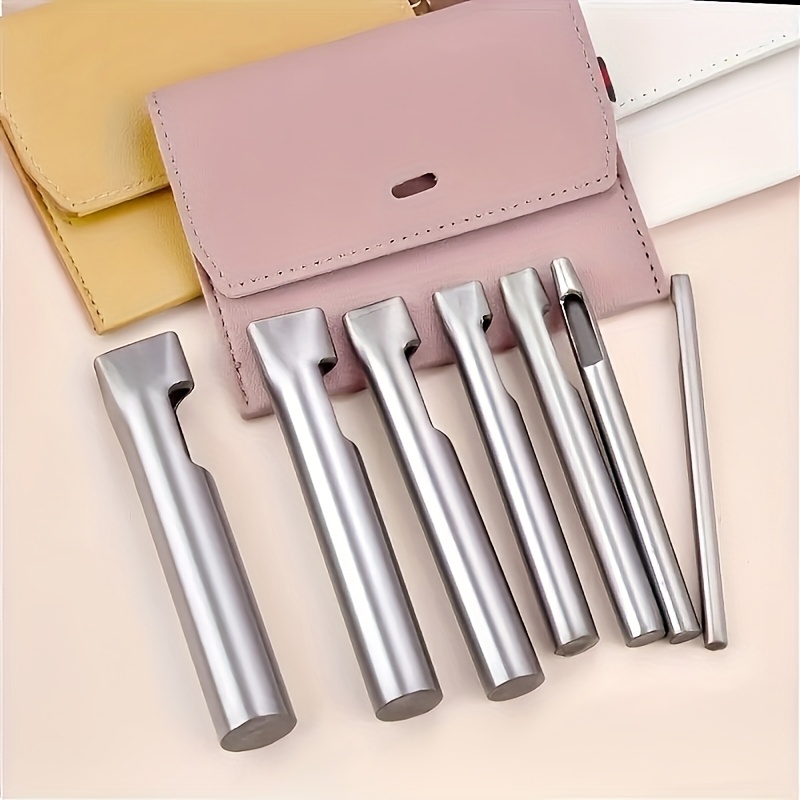 Leatherwork Punch - 5個入り レザー用オーバルホールパンチャー 長方形穴あけパンチ 腕時計バンド用フラットパンチ ヘビーデューティー中空パンチ DIYレザークラフトツール
