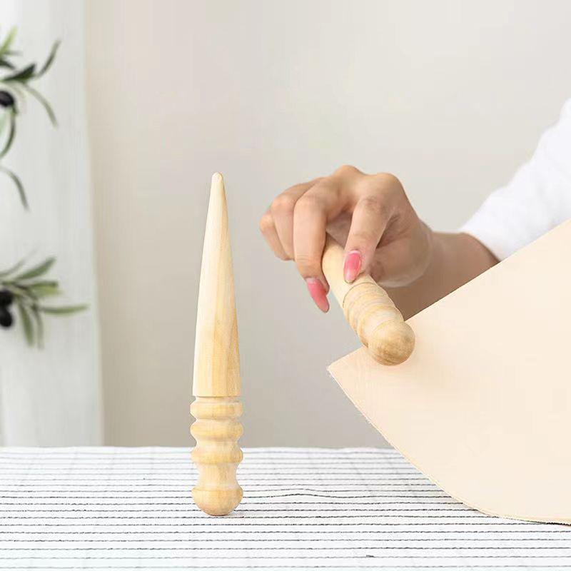 Leatherwork Tool Kit - 1PC 木製レザーソリッドウッドラウンドバーニッシングエッジ、研磨済みエッジレザークラフト作業ツールクラフトキットレザーエッジスリッキング用
