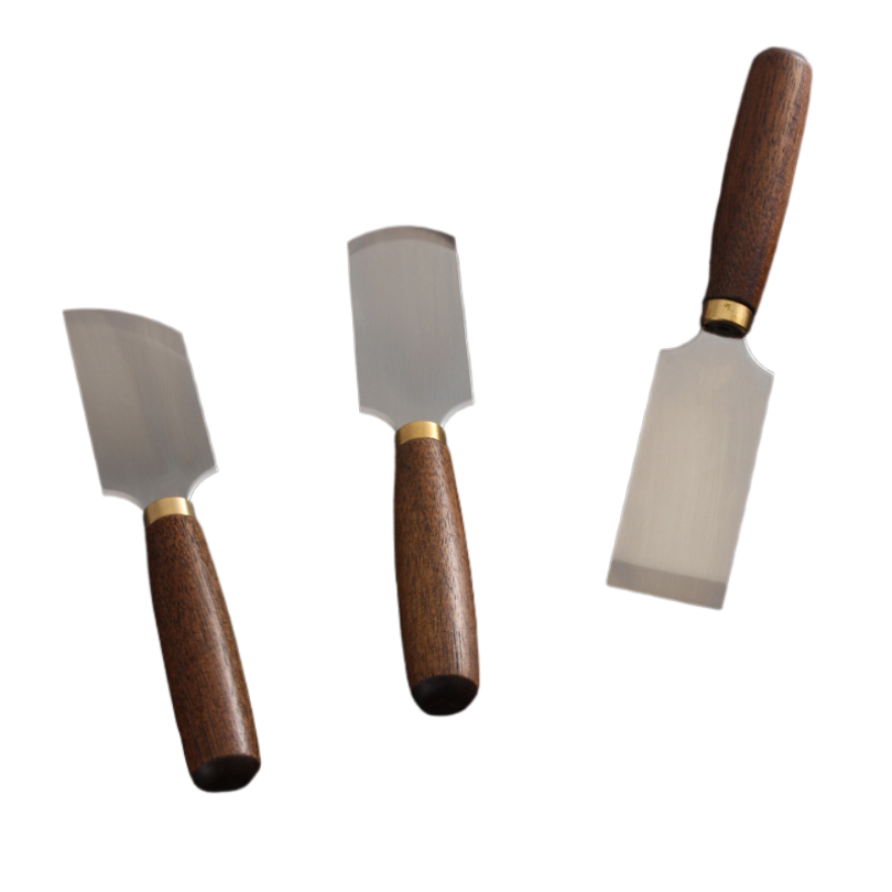 Round Knife Leatherwork - ウォールナットハンドルD2スチール製日本製革漉きナイフ レザークラフトDIYカービングツール ラウンドアングルカッター レザー加工用