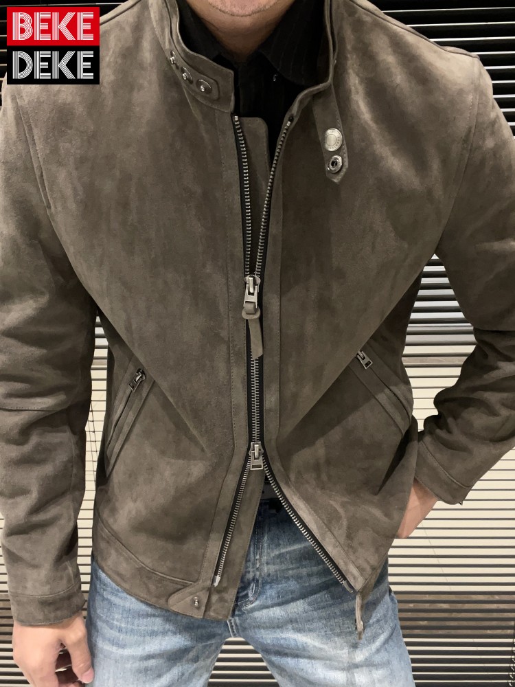 ファッションメンズ新しいスリムフィットスタンドカラージッパー - Leather Work For Kids のレビューと価格