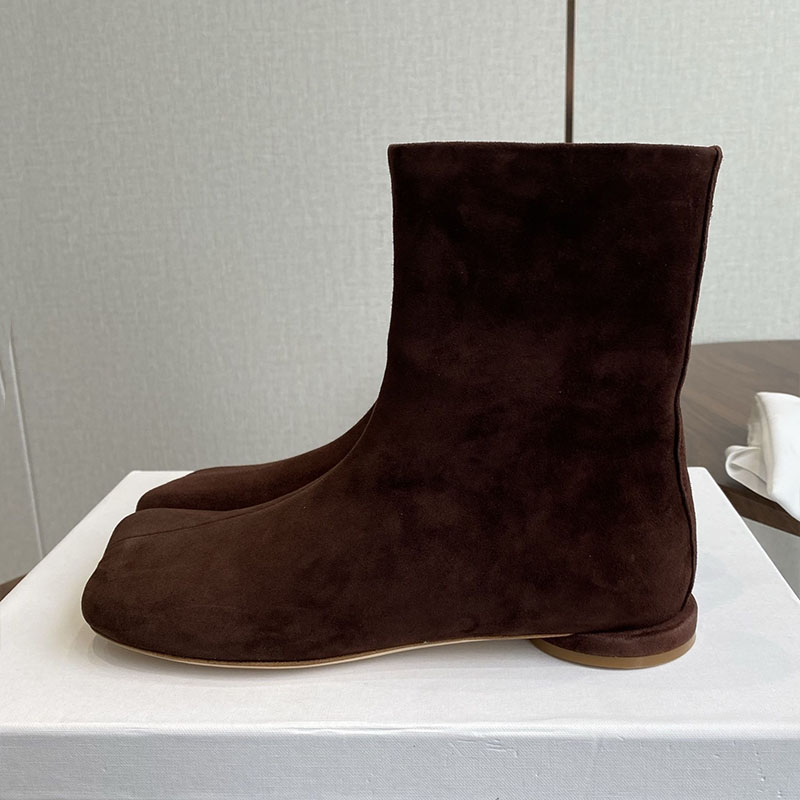 チェルシーブーツ女性スエードフラットボトムショートブーツラウ - Leather Work For Kids のレビューと価格