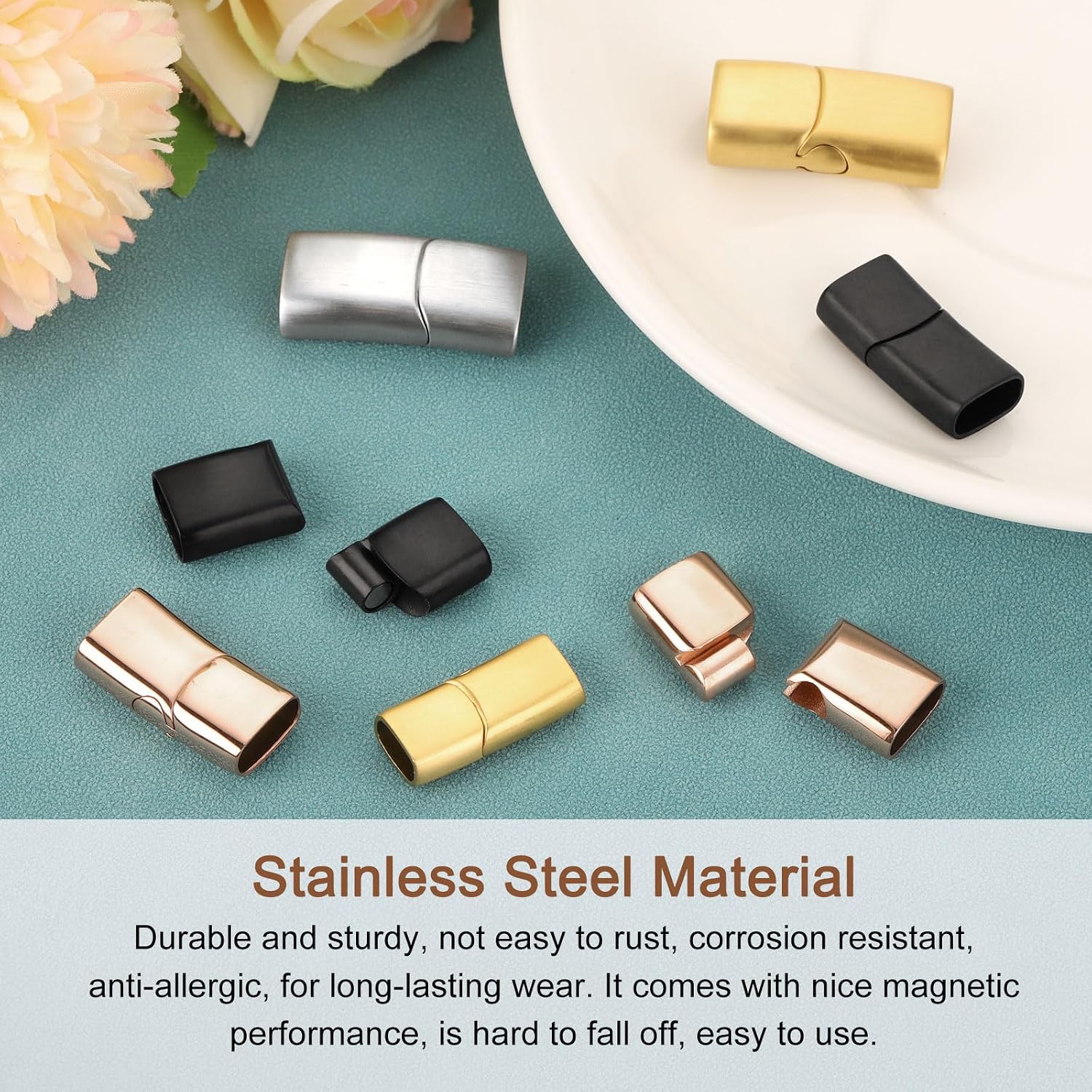 ステンレス製マグネットクラスプ 穴径12*6mm 8*4mm - Leatherwork Beginner のレビューと価格
