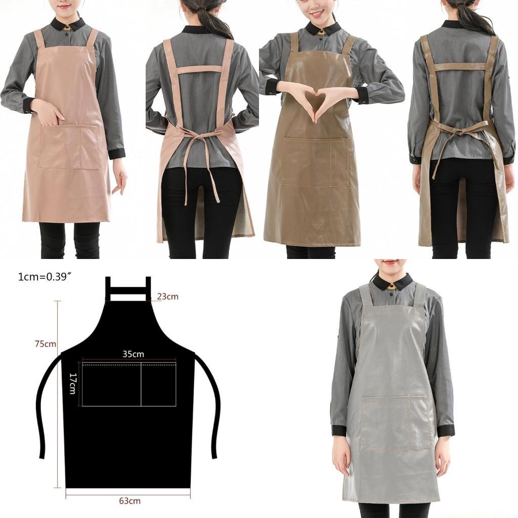 QX2E 人工皮革防水ワークエプロン ポケット付き ソリッド - Leatherwork Apron のレビューと価格