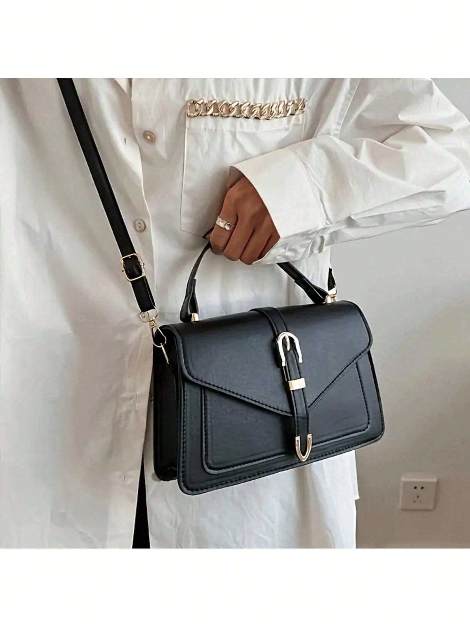 女性用PUレザーハンドバッグ エレガントなフラップスクエアシ - Leather Works のレビューと価格