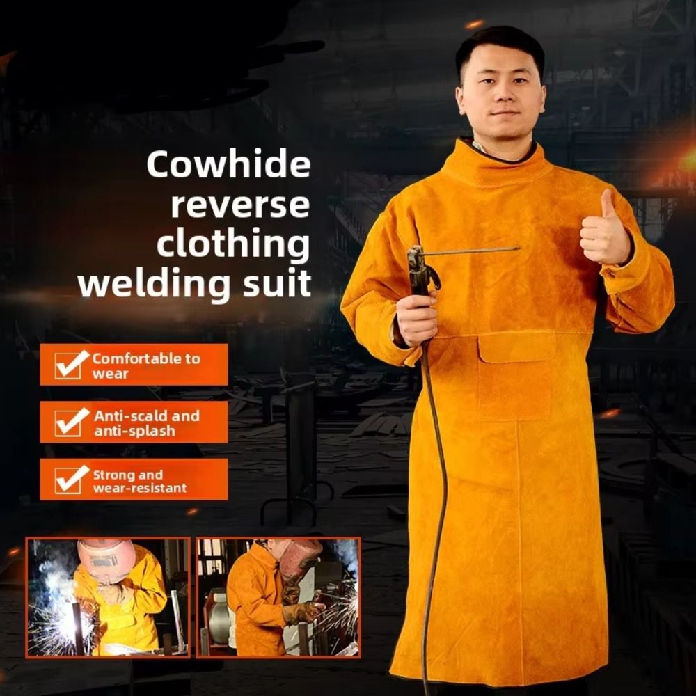 牛革製溶接服 防火性ハイカラーソーダー作業服 耐熱耐摩耗性溶 - Leatherwork Apron のレビューと価格