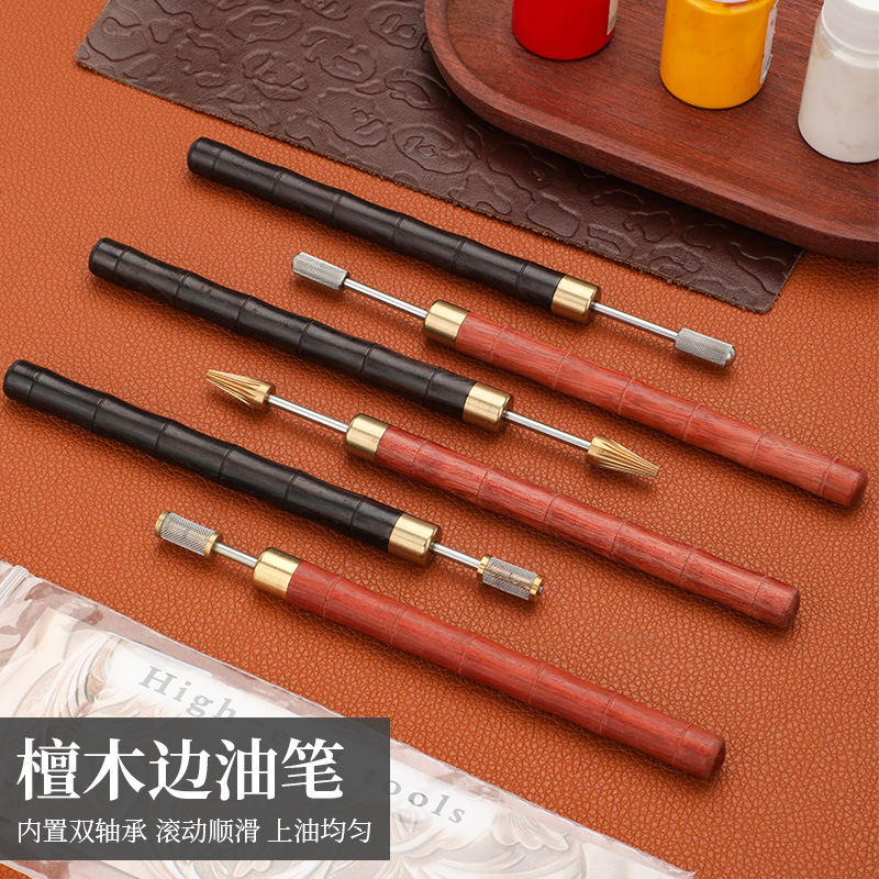 黒檀の木製エッジペイントペン、真鍮チップ付き、滑らかな仕上が - Leather Dye Finish のレビューと価格