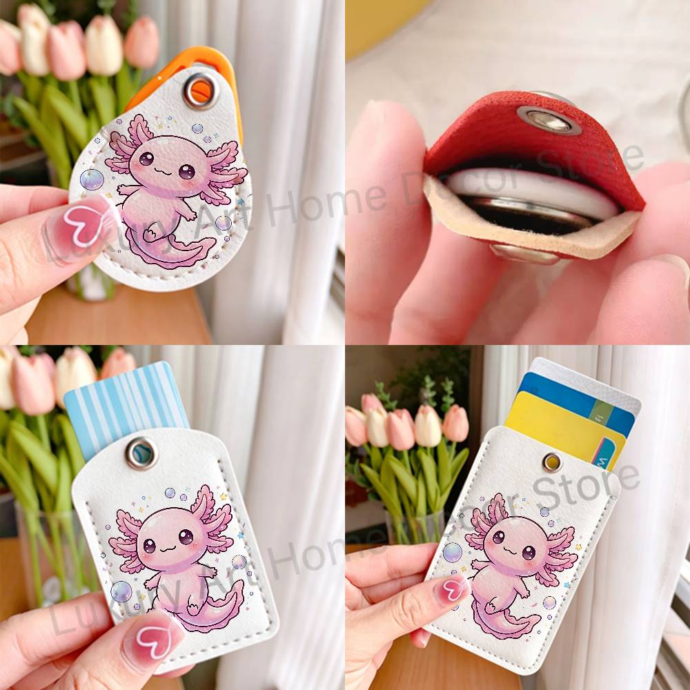 かわいいピンクの A-Axolotl 漫画ホルダーキーホルダ - Leather Works のレビューと価格