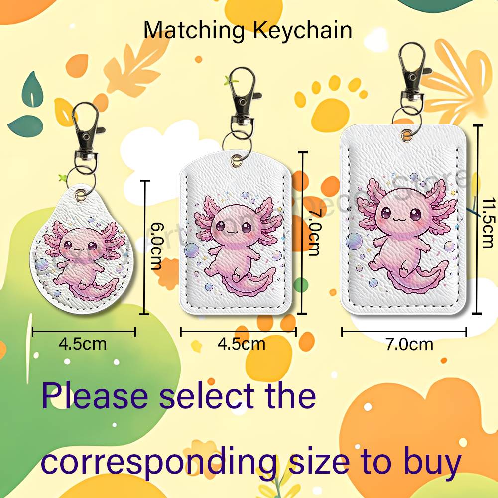 かわいいピンクの A-Axolotl 漫画ホルダーキーホルダ - Leather Works のレビューと価格