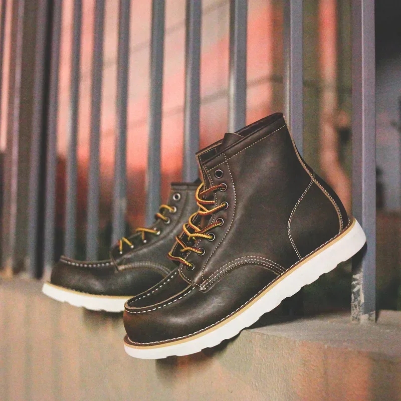 本革メンズブーツヴィンテージツーリングブーツマンショートブー - Leatherwork Beginner のレビューと価格
