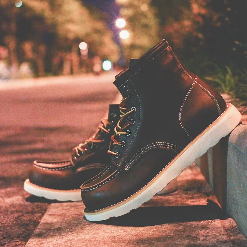 本革メンズブーツヴィンテージツーリングブーツマンショートブー - Leatherwork Beginner のレビューと価格