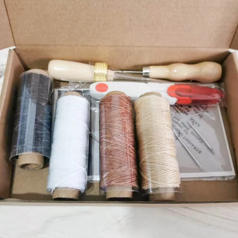 手作りの革縫製キット,ワックス糸,手縫い,針,初心者向けのシ - Leatherwork Tool Kit のレビューと価格