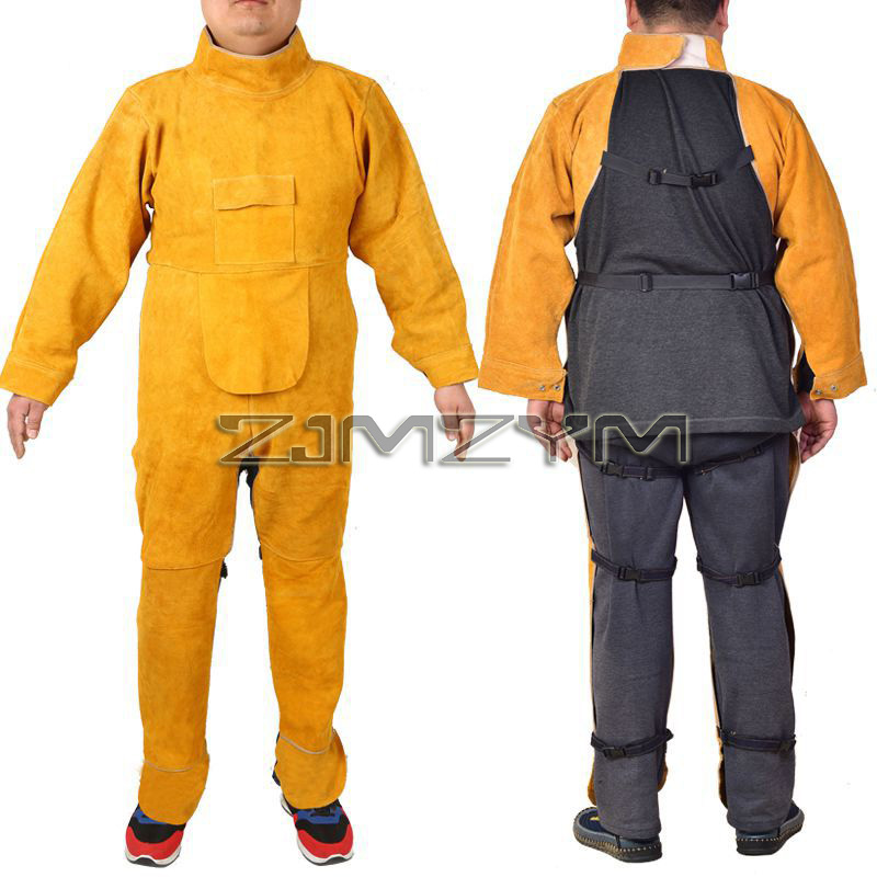 牛革溶接スーツ作業服特別な保護服抗火傷革安全溶接機制服炎エプ - Leatherwork Apron のレビューと価格